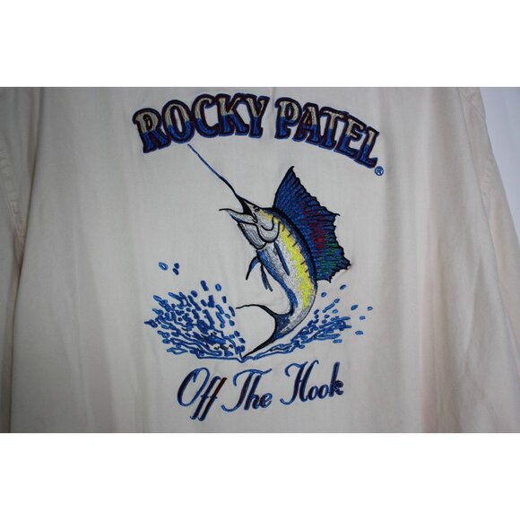 Rocky Patel Mens 2XL Silk Embroidered Off The Hook Button Up Hawaiian Shirt H935 - Picture 8 of 8